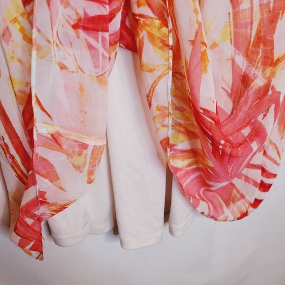 Calvin Klein Orange Tropical Print Sleeveless Flowy Summer Dress Size 4P - Picture 7 of 10